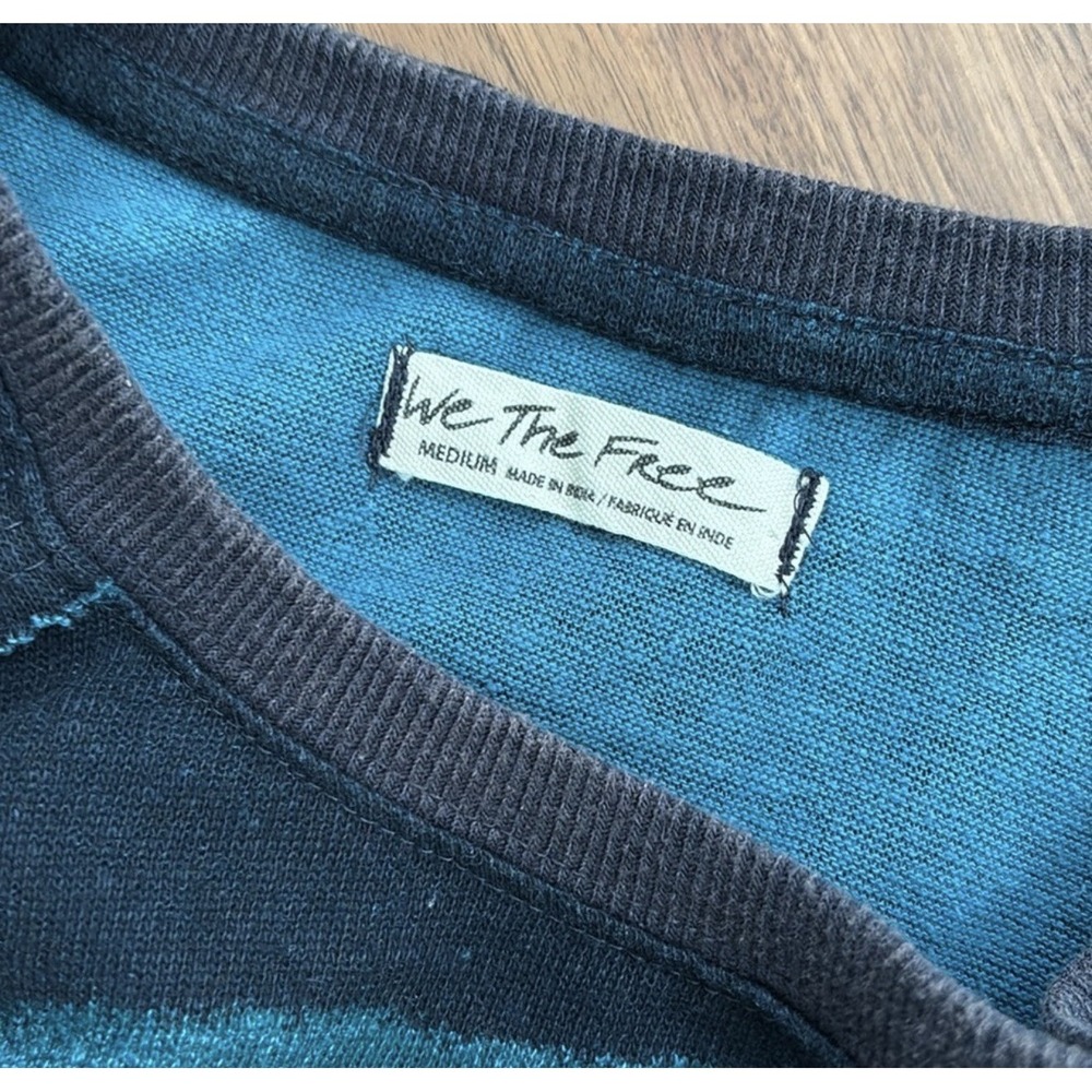 WE THE FREE BY FREE PEOPLE JAMIE CROPPED LONG SLEEVE TEE GREEN BLACK MAUVE MED - Picture 12 of 13